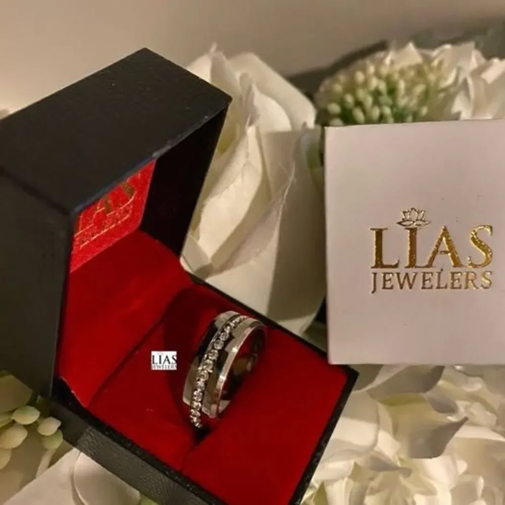New 18k white gold men’s wedding ring men’s wedding band